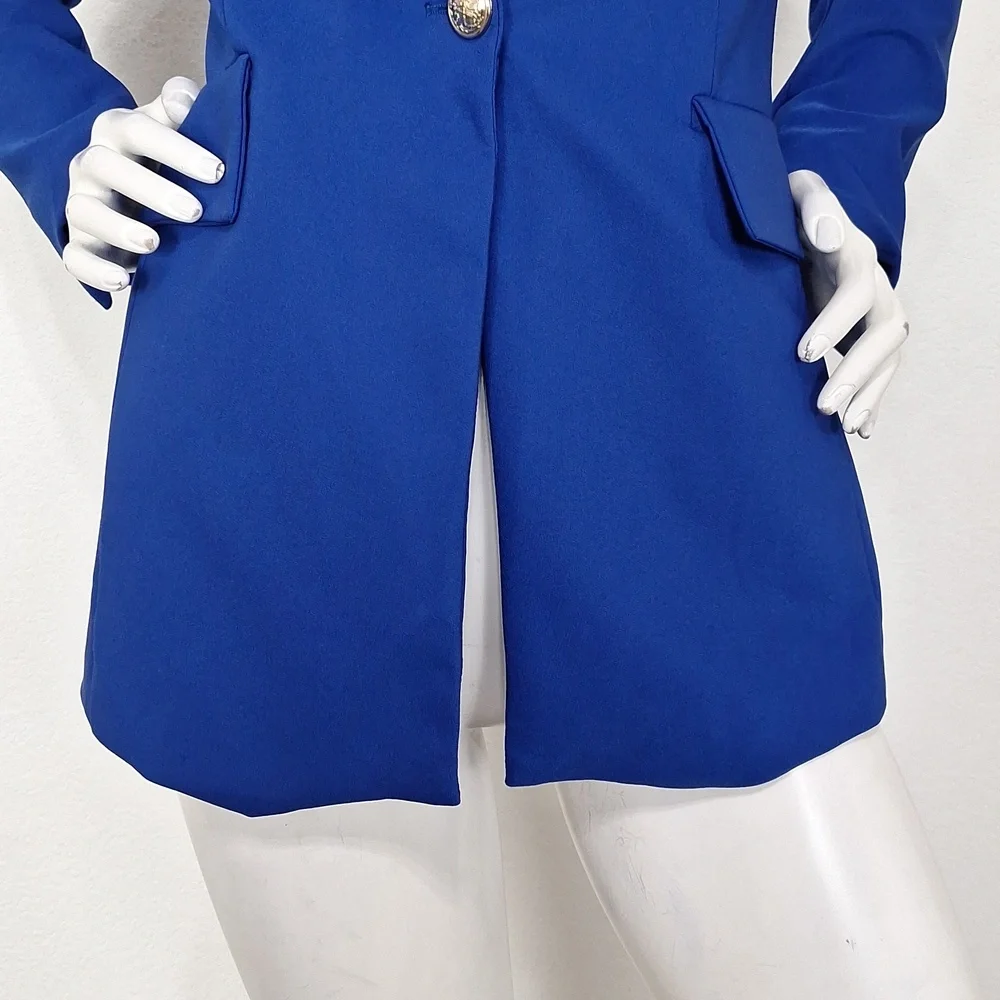 Rachel Zoe Blue Careerwear Gorpcore One Button Long Sleeve Blazer Jacket Size XS - Picture 4 of 14